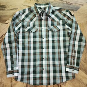 Gibson Trading Co Men's Plaid Button Up Western Shirt Sz M
